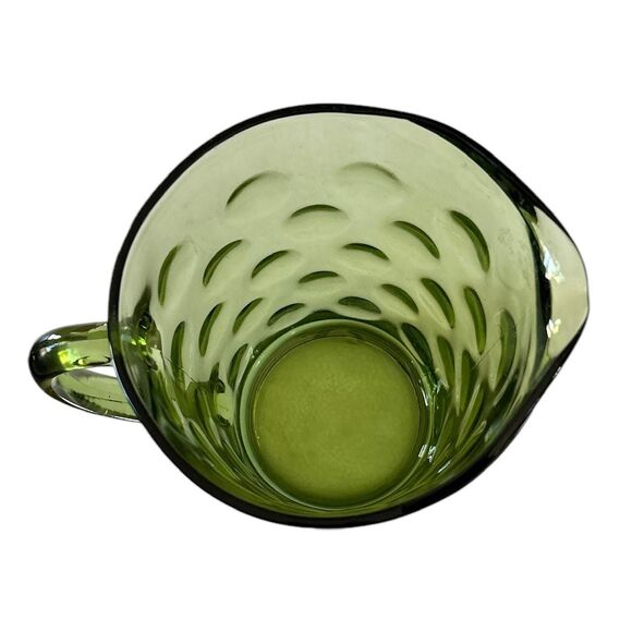 Vintage Hazel Atlas El Dorado Green Glass Pitcher With Interior Raised Dots - Picture 4 of 5